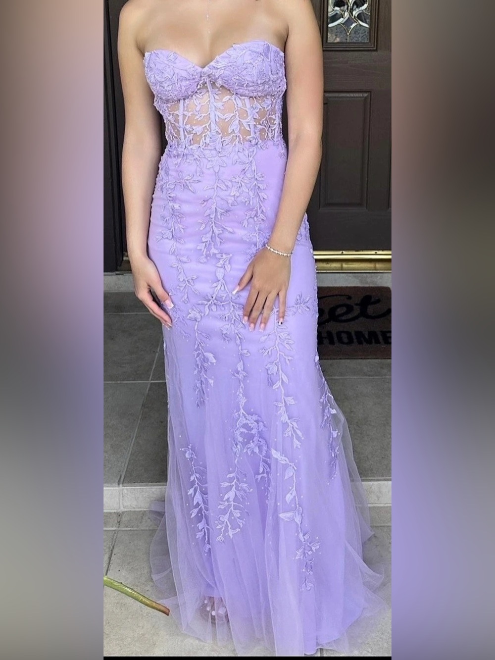 Lavender Floral Lace Maxi Dress